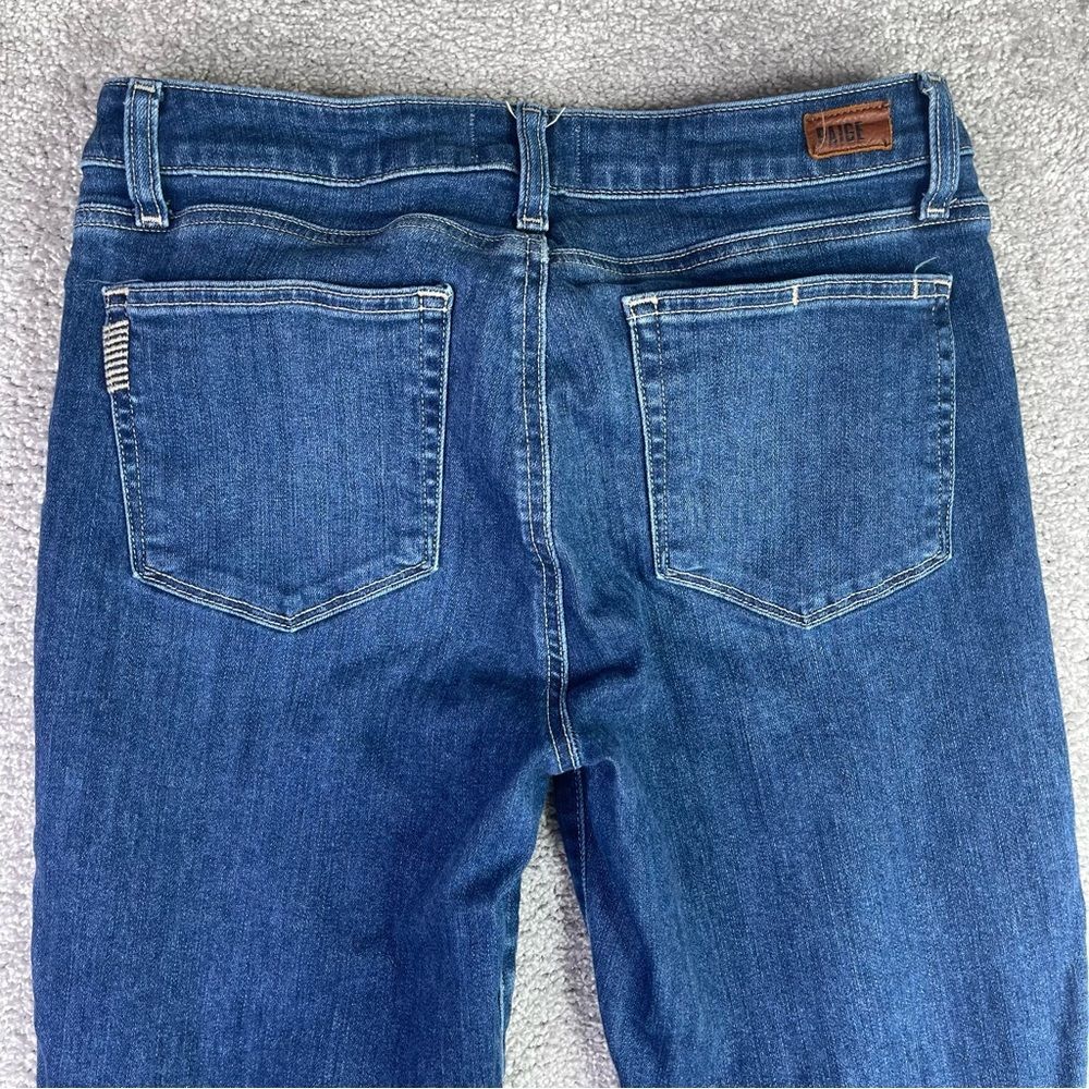 Paige Jeans Women's 30 Blue Skinny Mid-Rise Dark Denim Verdugo Ankle Distressed - Picture 5 of 15